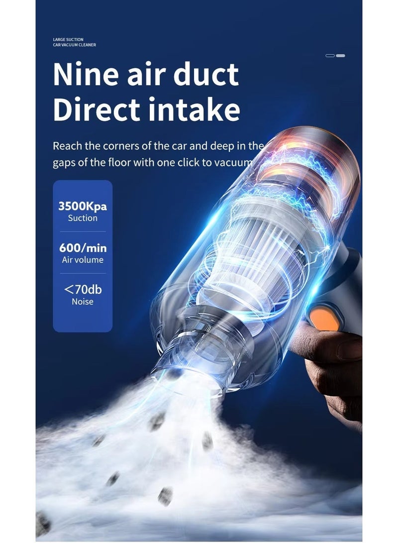 HUMJO Car Vacuum Cleaner Mini Portable 4-in-1 Handheld Wireless Vacuum Cleaner with Blower and 10000pa Suction for Car/Home Use 3600 mAh,4 Replacement Heads - Image 3